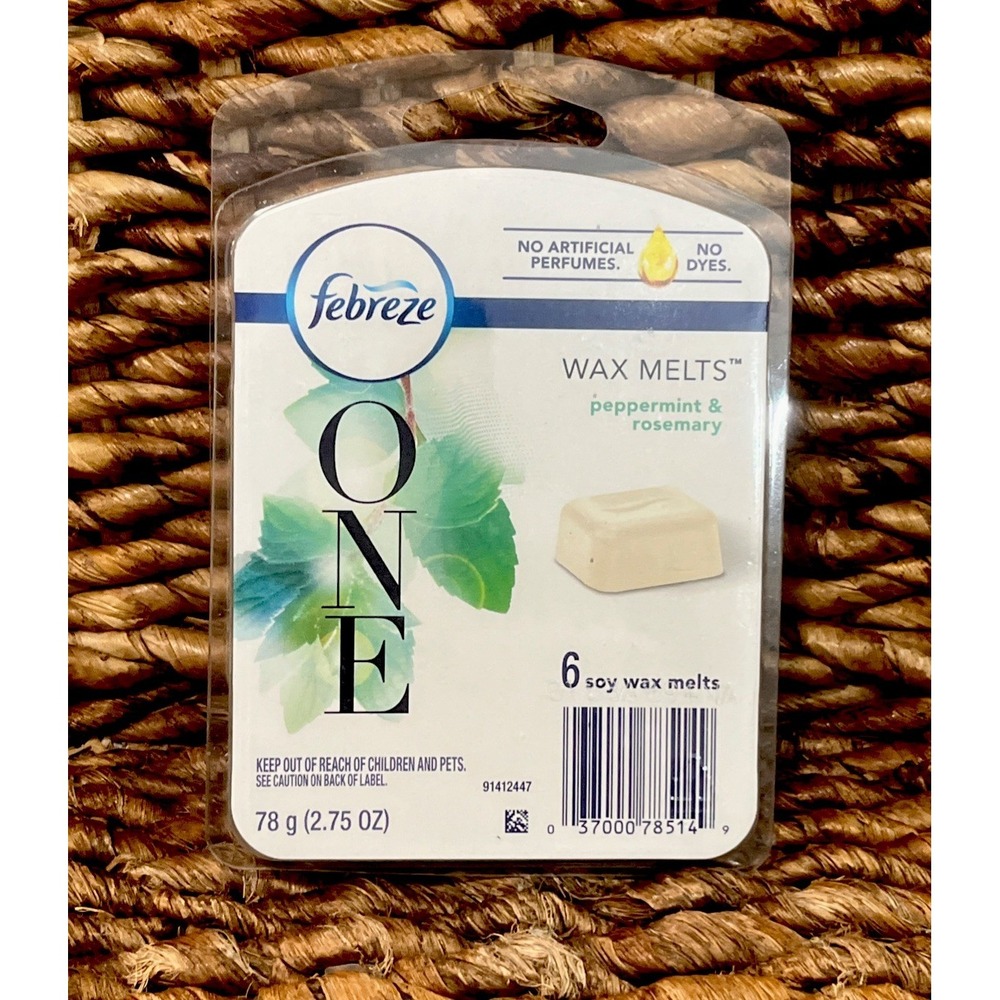 Febreze ONE Wax Melts Air Freshener PEPPERMINT & ROSEMARY Rare! 6 Soy Wax Melts